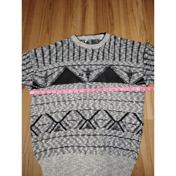 vintage pullover Cosby style or grandpa style Long Sleeve Geometric Patern M 80' - Picture 6 of 9